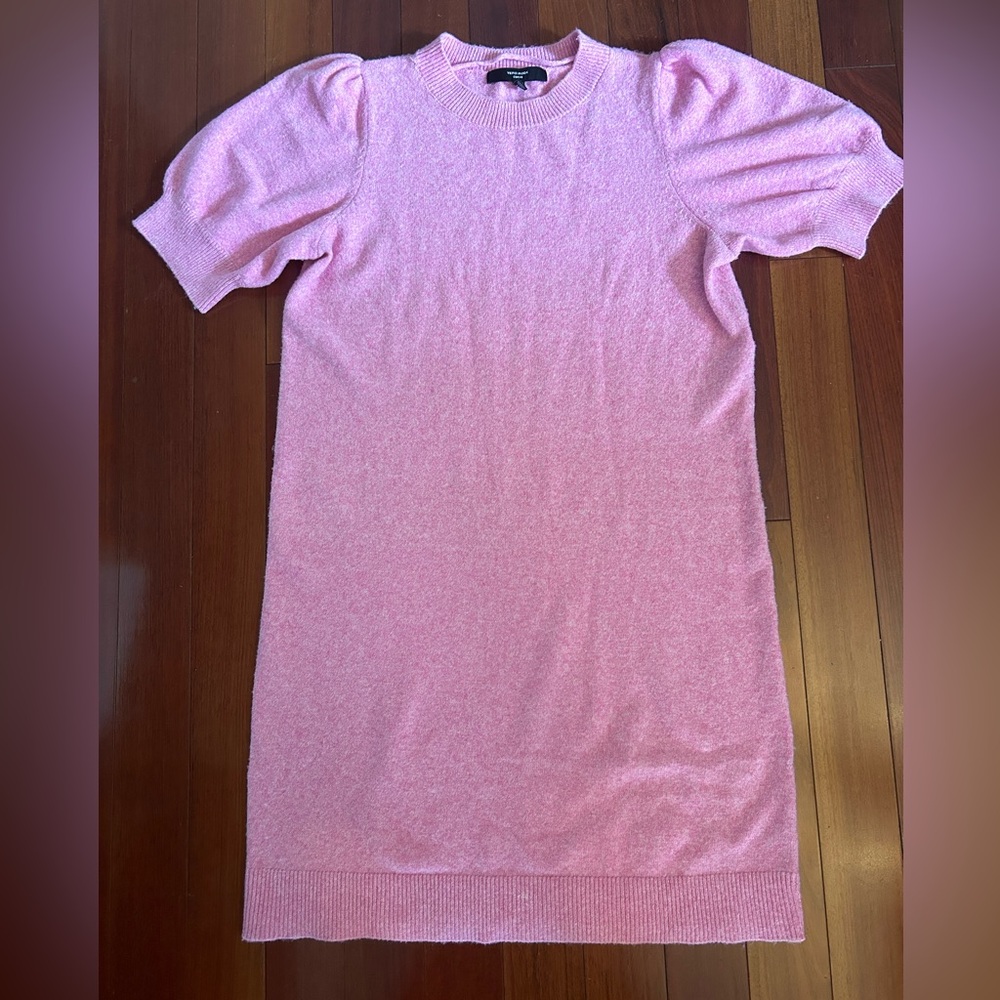 2XL Pink sweater dress 1980s sweater dress revival puffed sleeves soft fabric